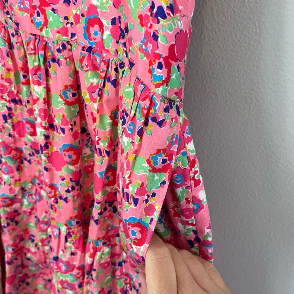 Crosby by Mollie Burch Holcomb Tiered Ruffle Mini Dress Bougainvillea Floral XXS - Picture 4 of 10